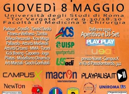 Al via l’8 maggio la VI edizione della Festa dello Sport a Tor Vergata