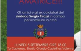TUTTI IN CAMPO PER AMATRICE: LUNEDI’ 5 SETTEMBRE AL CASTELLI SCENDE IN CAMPO LA SOLIDARIETA’