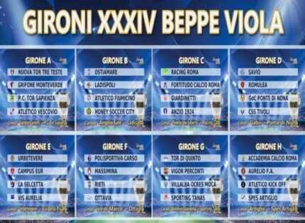 Torneo Beppe Viola, svelati gli 8 Gironi della XXXIV Edizione