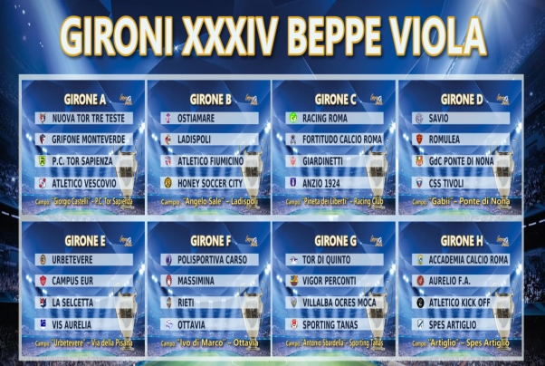 Torneo Beppe Viola, svelati gli 8 Gironi della XXXIV Edizione