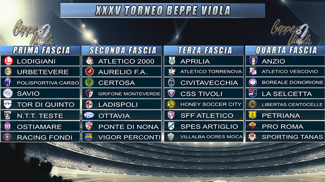 XXXV Torneo Beppe Viola, le 32 squadre partecipanti