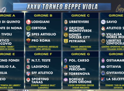 Torneo Beppe Viola, svelati i Gironi della XXXV edizione