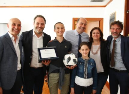 Calcio & Fair Play: Nicolò Francescotti premiato per il suo gesto dal Presidente Zingaretti