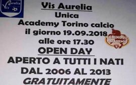 Vis Aurelia, mercoledì 19 settembre l’Open Day della Scuola Calcio Academy Torino