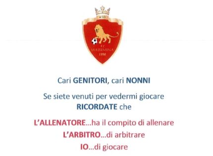 Massimina, il messaggio della società ai genitori