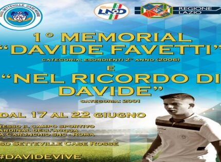 I Memorial “Davide Favetti” e “Nel ricordo di Davide”, il Setteville Case Rosse presenta i due tornei