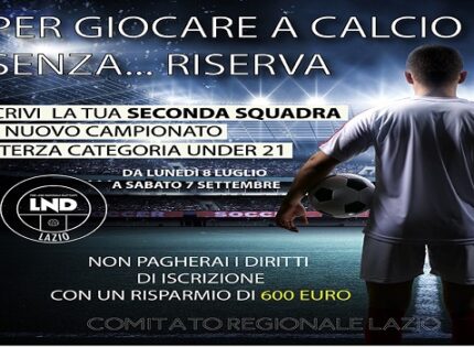 Cr Lazio, nasce la Terza Categoria Under 21