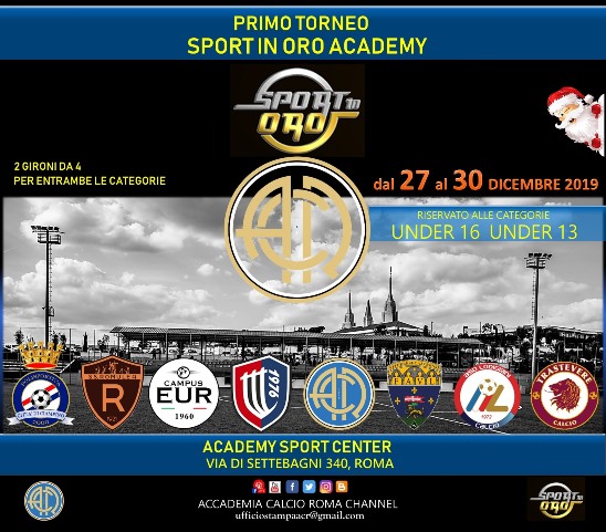 I Torneo Sport in Oro Academy, dal 27 al 30 dicembre in campo U16 e U13