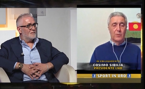 Le domande del Patron del Pomezia Calcio Alessio Bizzaglia a Sibilia nel corso di SPORT IN Oro