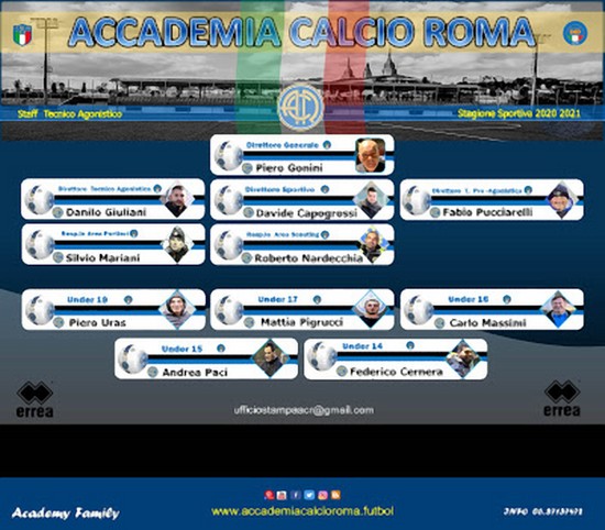 Accademia Calcio Roma, svelato l’organigramma 20/21: novità Giuliani, promosso Cernera