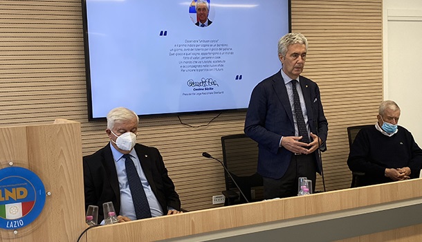 Il Presidente LND Cosimo Sibilia ieri in visita al C.R.Lazio: Presentato il report 2017-2020