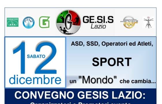 Sport, un mondo che cambia: sabato mattina il convegno on-line della Ge.Si.S. Lazio