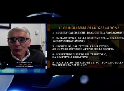 Lardone a Pianeta Calcio: “Dopo anni di cattiva gestione il C.R.Lazio ha bisogno di una svolta”