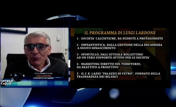Lardone a Pianeta Calcio: “Dopo anni di cattiva gestione il C.R.Lazio ha bisogno di una svolta”