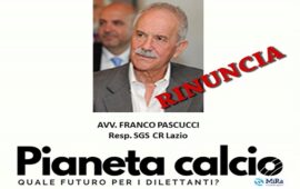 C.R.Lazio, l’Avv. Pascucci rinuncia a venire ospite a Pianeta Calcio
