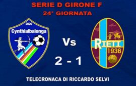 Lunedí sera alle 21.00 su Rete Oro la differita integrale del derby del Girone F di Serie D Cynthialbalonga – Rieti