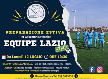 Equipe Lazio già a lavoro da lunedì. La preparazione si svolgerà tutte le mattine al campo della Roma VIII e sono in programma diverse amichevoli