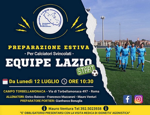Equipe Lazio già a lavoro da lunedì. La preparazione si svolgerà tutte le mattine al campo della Roma VIII e sono in programma diverse amichevoli