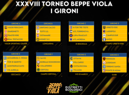 XXXVIII Torneo Beppe Viola, ufficiali gli 8 gironi e gli impianti di gioco