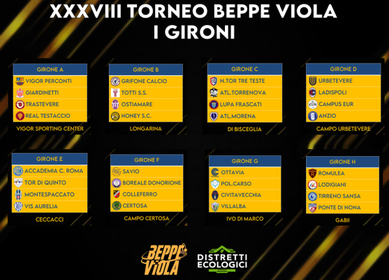 XXXVIII Torneo Beppe Viola, ufficiali gli 8 gironi e gli impianti di gioco