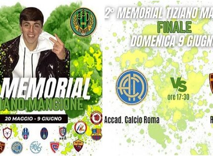 2° Memorial Tiziano Mangione, questo pomeriggio alle 17.30 la Finale tra Accademia Calcio Roma – Romulea