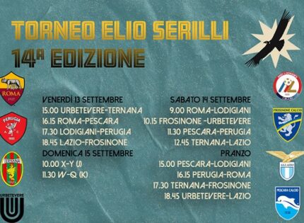 XIV Torneo Elio Serilli – categoria Under 14, da venerdì 13 a domenica 15 settembre grande spettacolo al campo Urbetevere