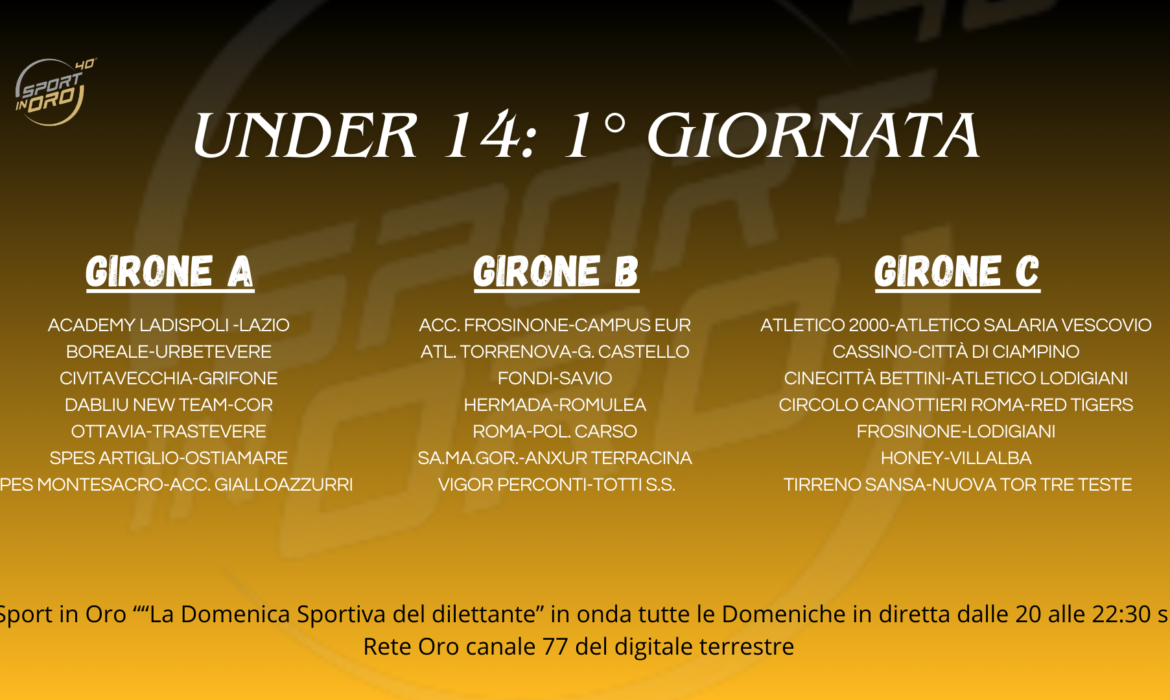 Under 14: Sabato riparte il campionato