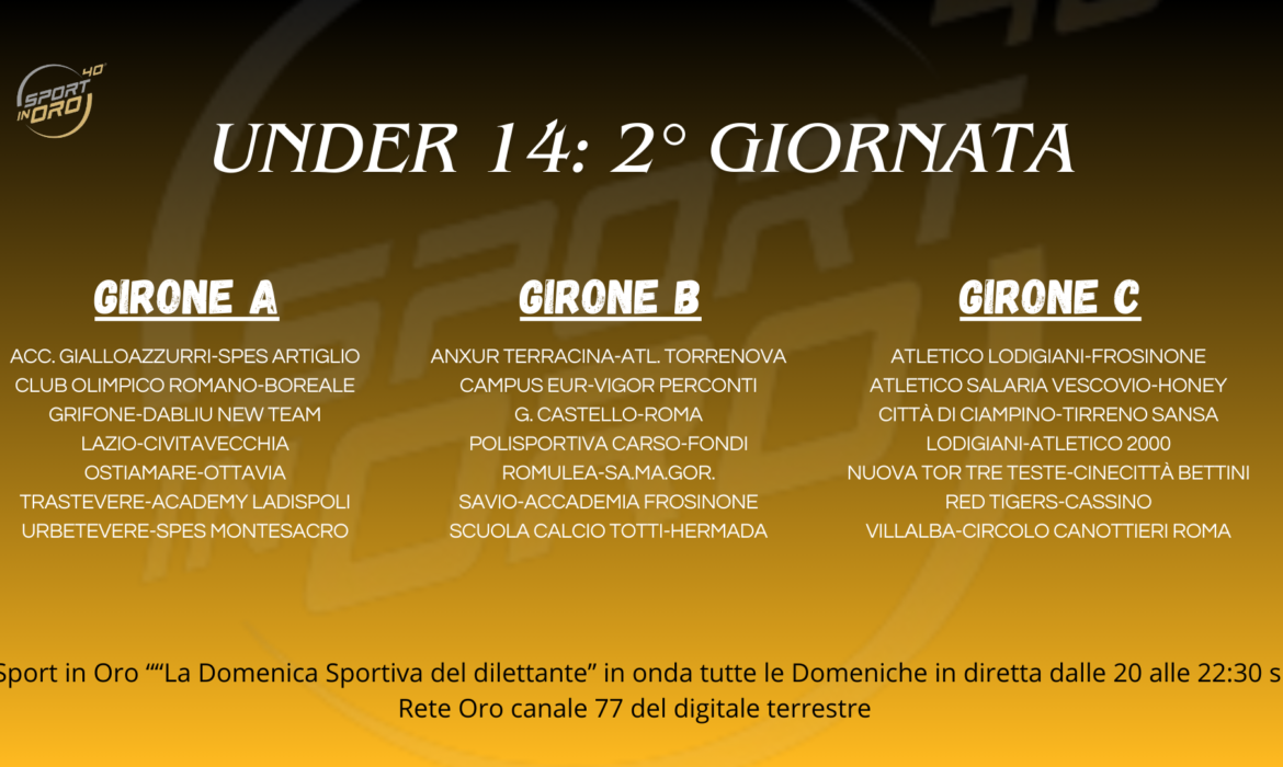 Under 14, la presentazione della seconda giornata di campionato