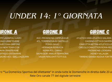 Under 14: Sabato riparte il campionato