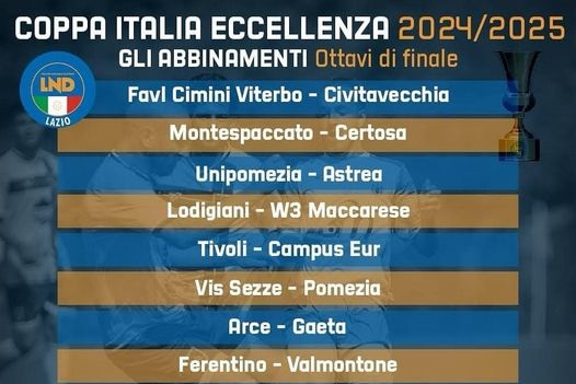 Coppa Italia di Eccellenza, sorteggiati gli abbinamenti degli Ottavi di finale