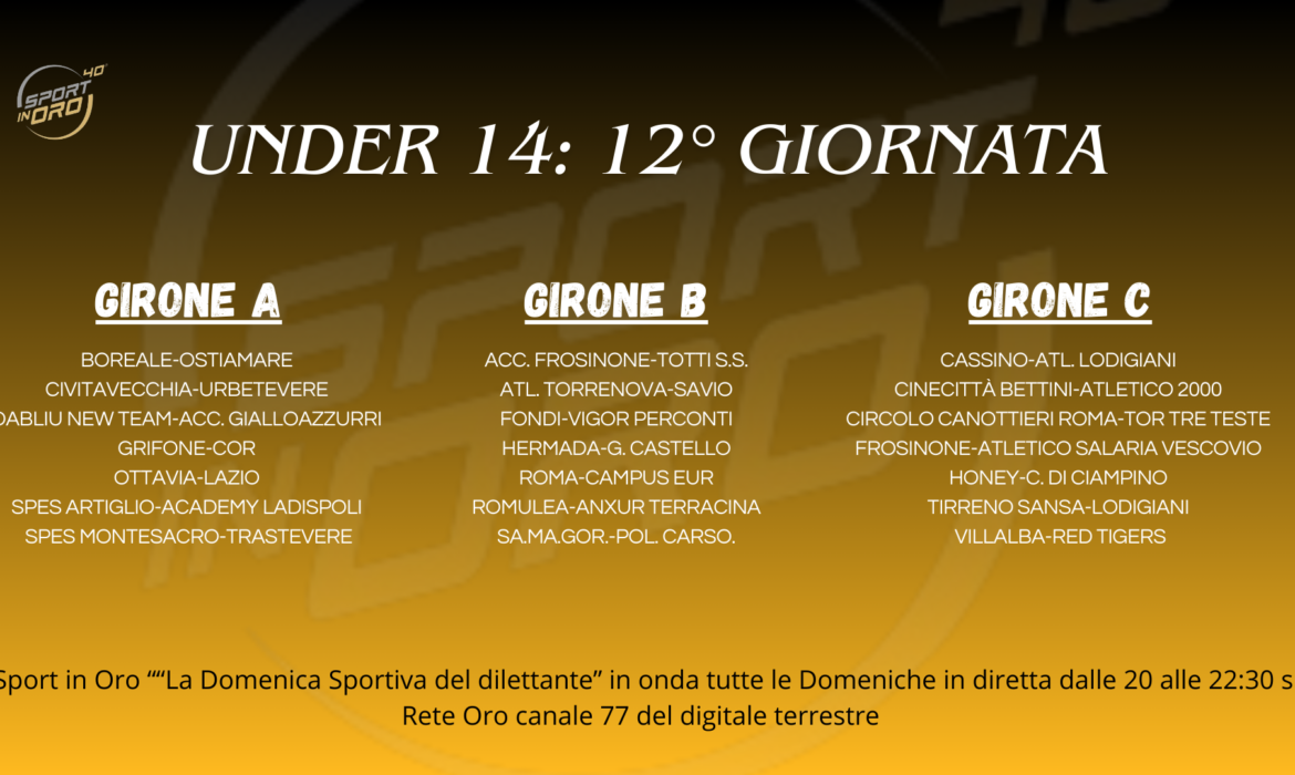 Under 14, dopo lo stop dello scorso weekend ripartono i campionati