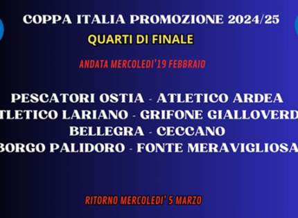 Coppa Italia di Promozione, stabilito tramite sorteggio chi giocherà in casa l’andata dei Quarti di Finale in programma mercoledì 19 febbraio