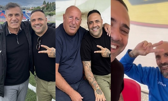 L’ex calciatore Fabrizio Miccoli in visita al Guidonia Montecelio