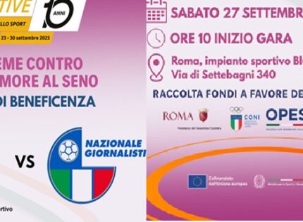 Sabato 27 settembre partita di beneficenza “Insieme contro il tumore al seno” tra NISS e Nazionale Giornalisti