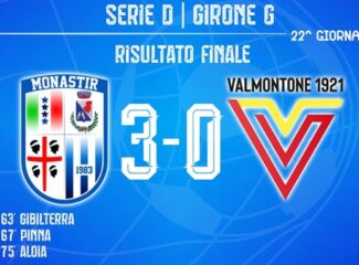Il Monastir infligge un pesante 3-0 al Valmontone nel recupero