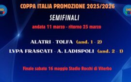 Oggi pomeriggio le Semifinali di ritorno della Coppa Italia di Promozione, la presentazione