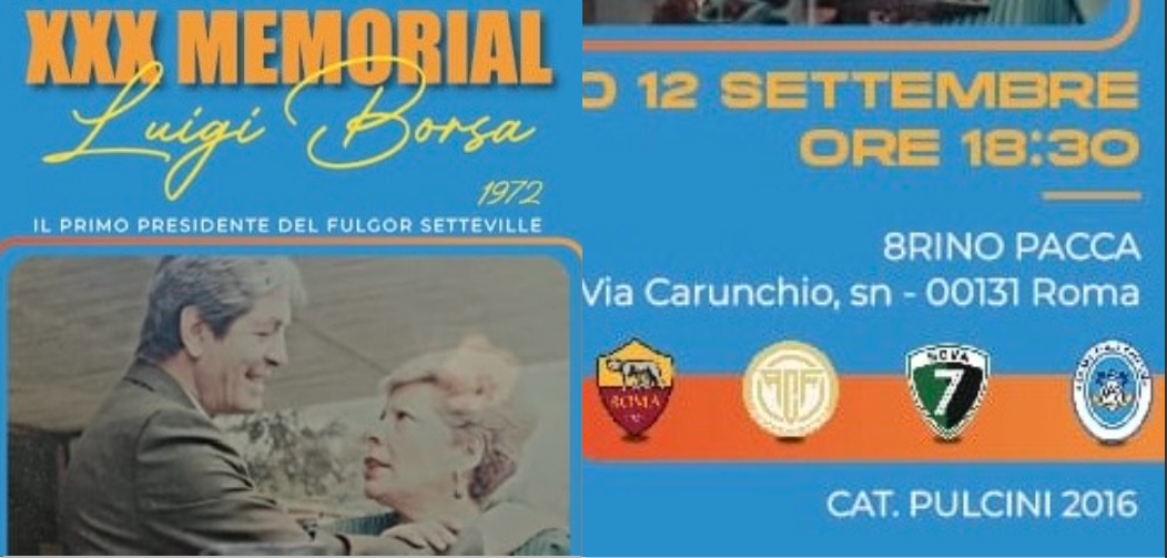 Sabato 12 settembre a Setteville il XXX Memorial Luigi Borsa